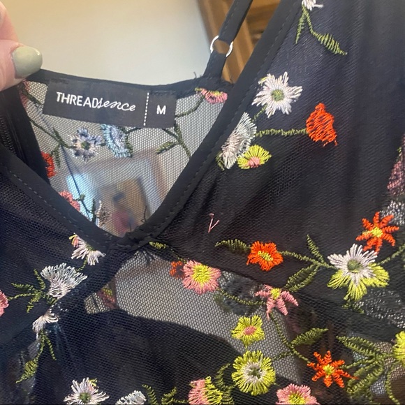 Threadsence Sheer Floral Maxi Dress Romper - Picture 4 of 5